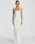 Maxi Dress | Square Neck Draped | Wedding Guest Formal-Myra Lina