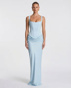 Maxi Dress | Square Neck Draped | Wedding Guest Formal-Myra Lina