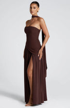 Maxi Dress | Strapless Corset High Slit Formal Wedding Guest-Myra Lina