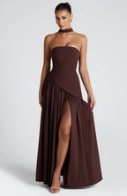 Maxi Dress | Strapless Corset High Slit Formal Wedding Guest-Myra Lina