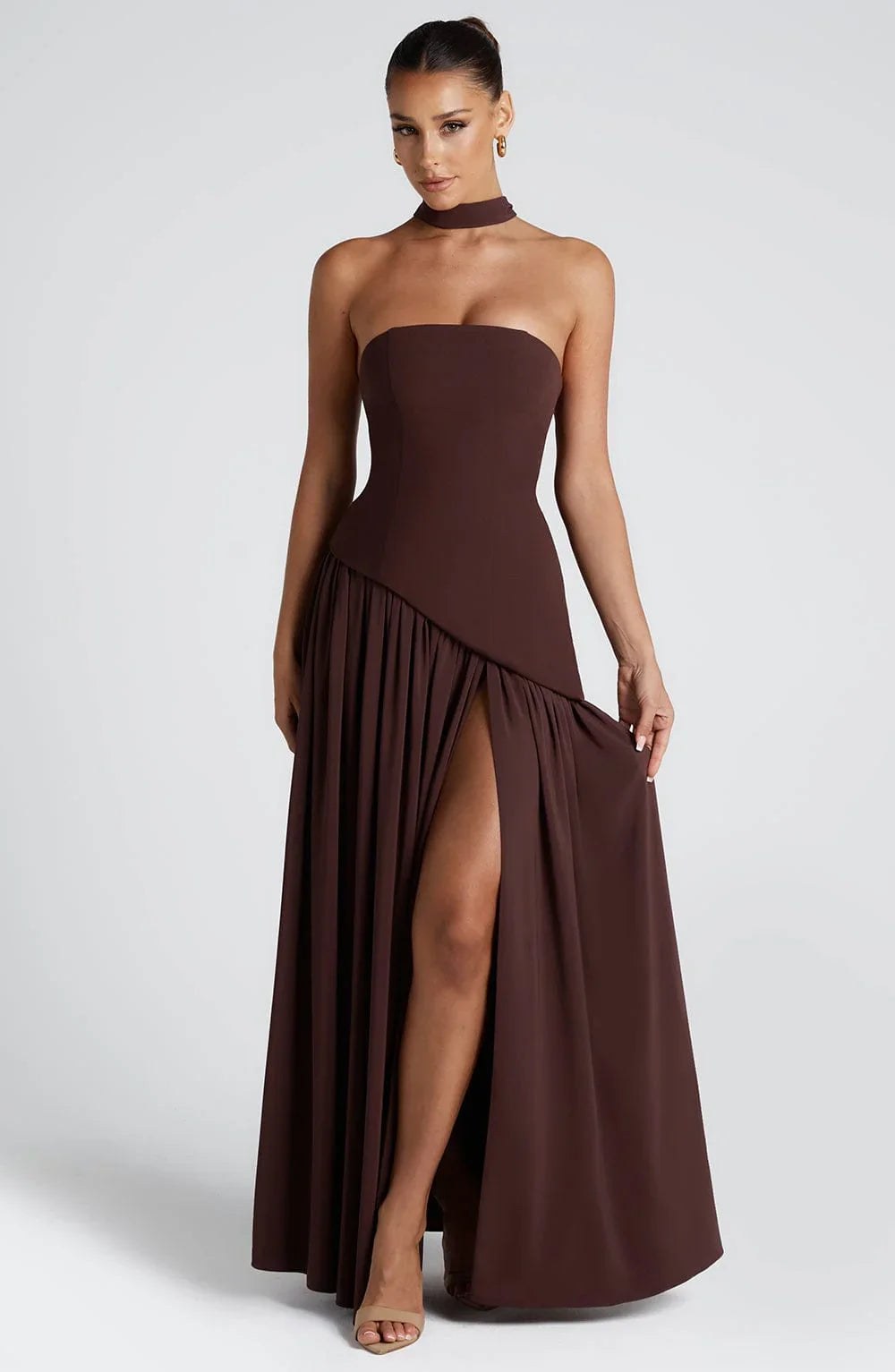 Maxi Dress | Strapless Corset High Slit Formal Wedding Guest-Myra Lina