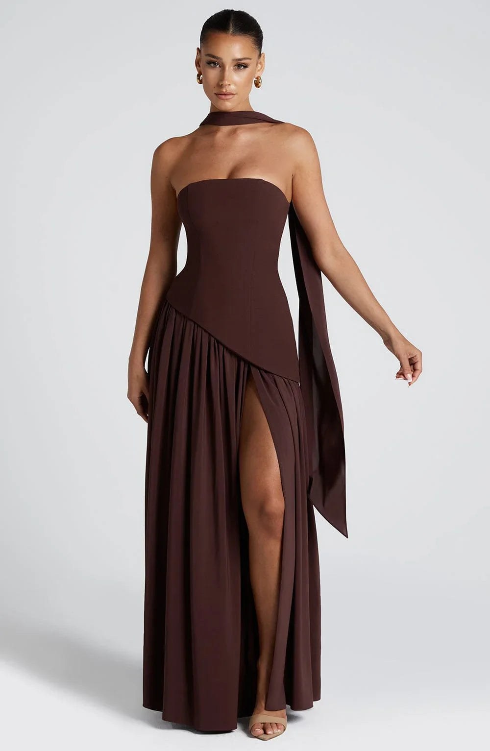 Maxi Dress | Strapless Corset High Slit Formal Wedding Guest-Myra Lina