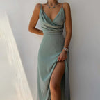 Maxi Dress | V-Neck | Slit | Elegant Dress | Party Dress-Myra Lina