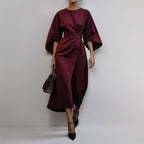 Maxi Dress | Wide Sleeve | Boat Neck | Long Sleeve Dress | Wrap Dress-Myra Lina
