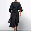 Maxi Dress | Wide Sleeve | Boat Neck | Long Sleeve Dress | Wrap Dress-Myra Lina