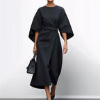 Maxi Dress | Wide Sleeve | Boat Neck | Long Sleeve Dress | Wrap Dress-Myra Lina