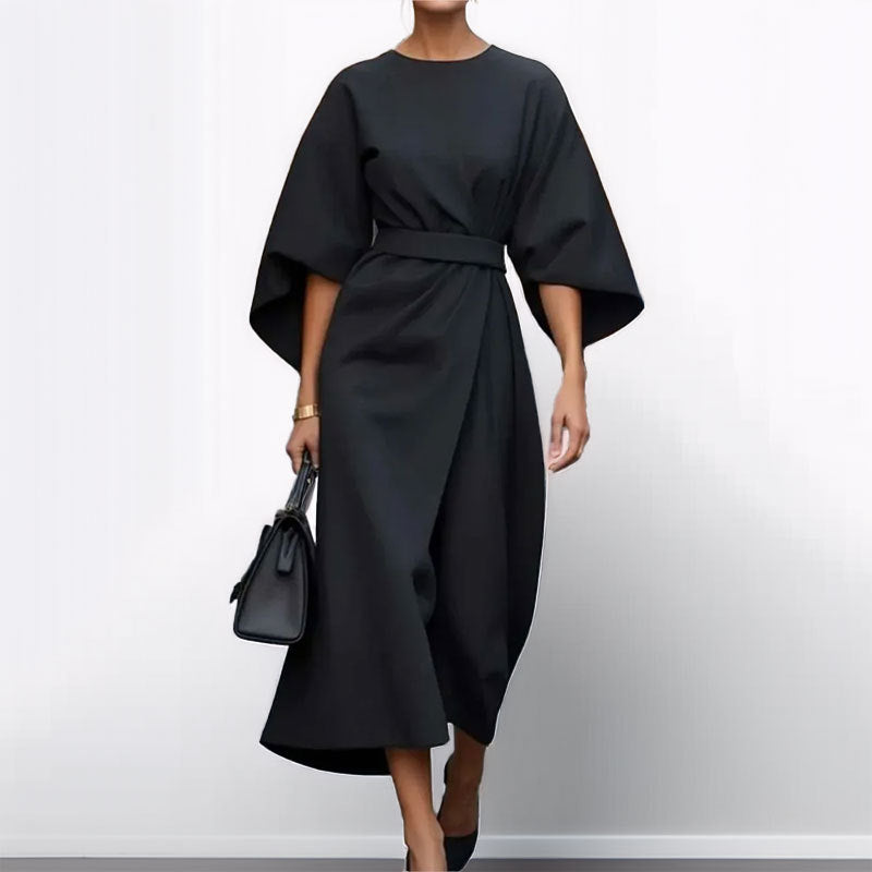 Maxi Dress | Wide Sleeve | Boat Neck | Long Sleeve Dress | Wrap Dress-Myra Lina
