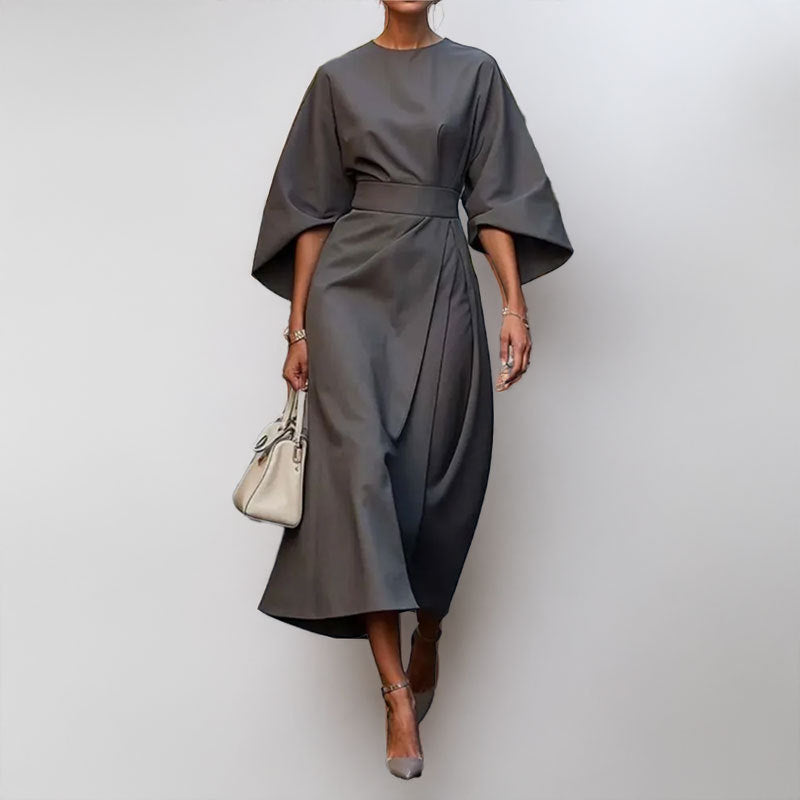 Maxi Dress | Wide Sleeve | Boat Neck | Long Sleeve Dress | Wrap Dress-Myra Lina