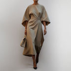 Maxi Dress | Wide Sleeve | Boat Neck | Long Sleeve Dress | Wrap Dress-Myra Lina