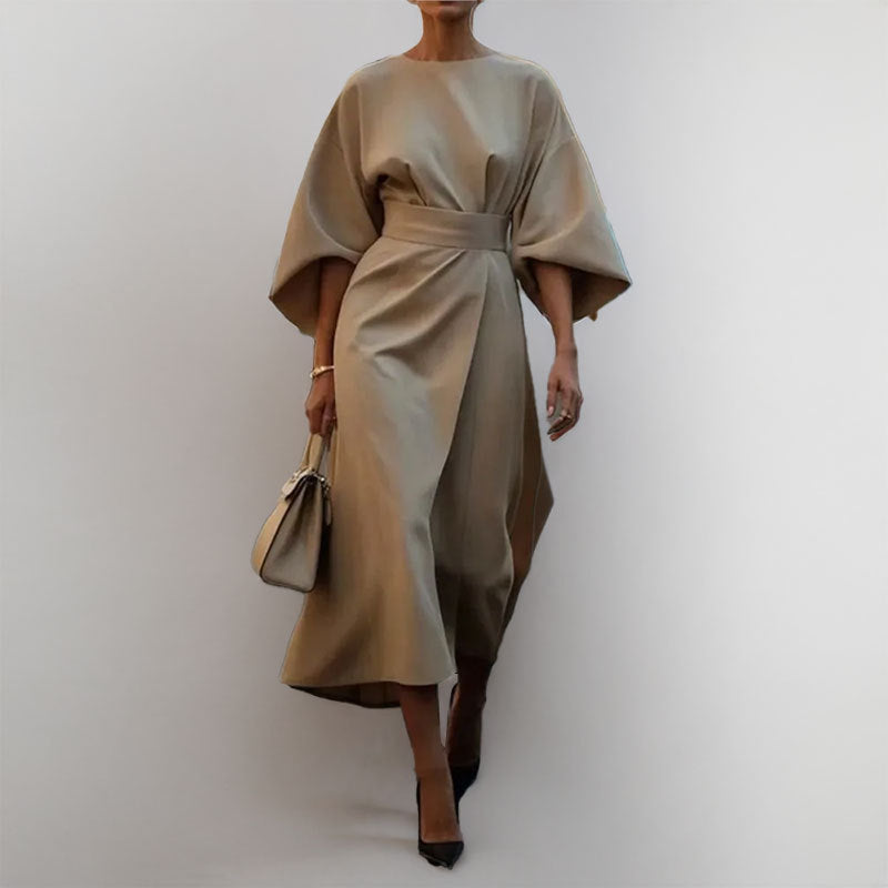 Maxi Dress | Wide Sleeve | Boat Neck | Long Sleeve Dress | Wrap Dress-Myra Lina