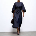 Maxi Dress | Wide Sleeve | Boat Neck | Long Sleeve Dress | Wrap Dress-Myra Lina
