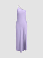 Midi Dress | Backless One Shoulder Slit | Wedding Guest-Myra Lina