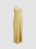 Midi Dress | Backless One Shoulder Slit | Wedding Guest-Myra Lina