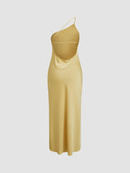 Midi Dress | Backless One Shoulder Slit | Wedding Guest-Myra Lina