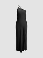 Midi Dress | Backless One Shoulder Slit | Wedding Guest-Myra Lina