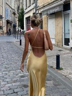 Midi Dress | Backless One Shoulder Slit | Wedding Guest-Myra Lina