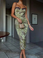 Midi Dress | Satin Floral Corset | Strapless Formal Wedding-Myra Lina