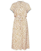 Midi Dress – Women's Dress with Short Sleeves, Waist Tie and Leopard Print-Myra Lina