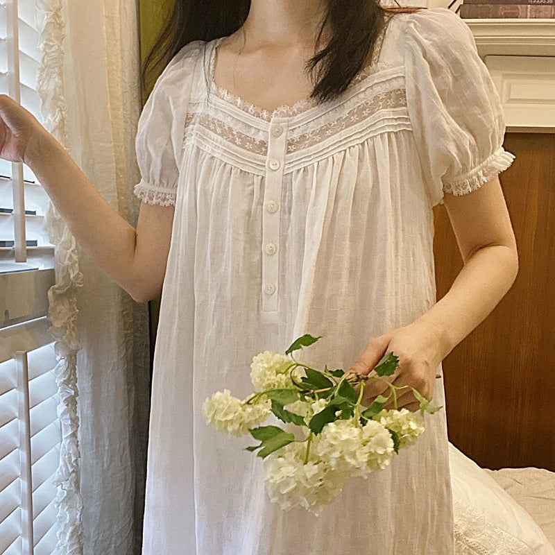 Nightgown | White | Long | Nightdress | Women's Sleepwear-Myra Lina