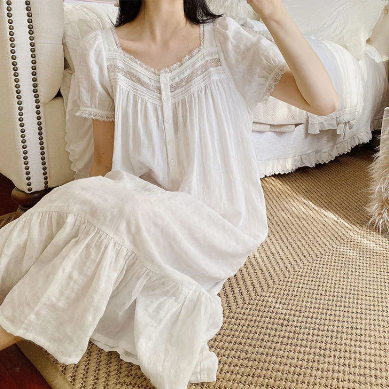 Nightgown | White | Long | Nightdress | Women's Sleepwear-Myra Lina