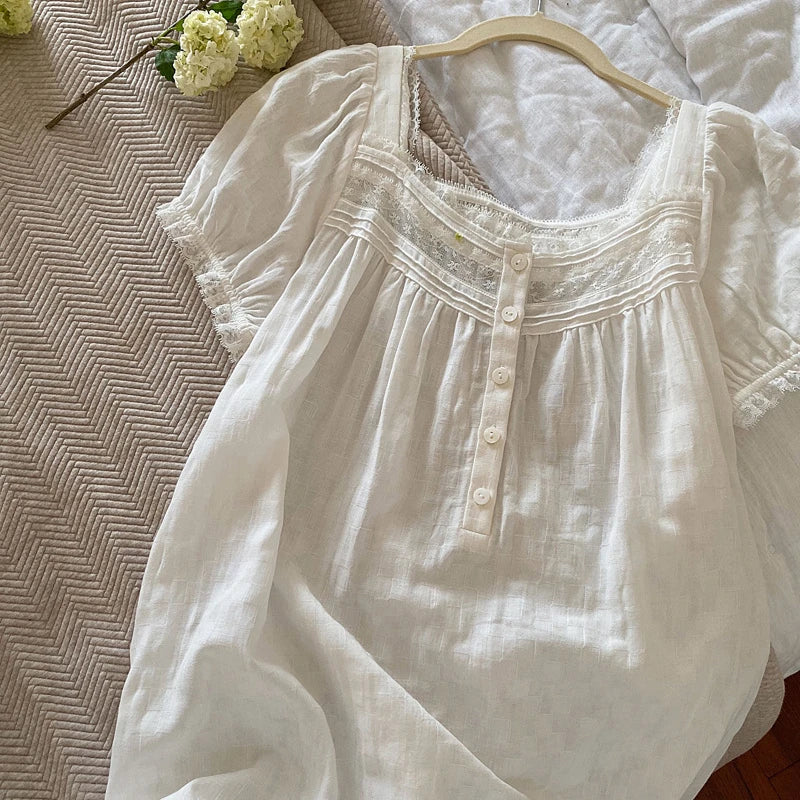 Nightgown | White | Long | Nightdress | Women's Sleepwear-Myra Lina