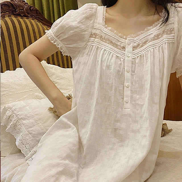 Nightgown | White | Long | Nightdress | Women's Sleepwear-Myra Lina