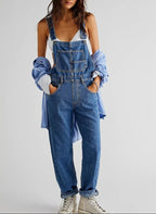 Overalls | Adjustable Straps | Loose Fit | Denim Overalls | Women's Overalls-Myra Lina