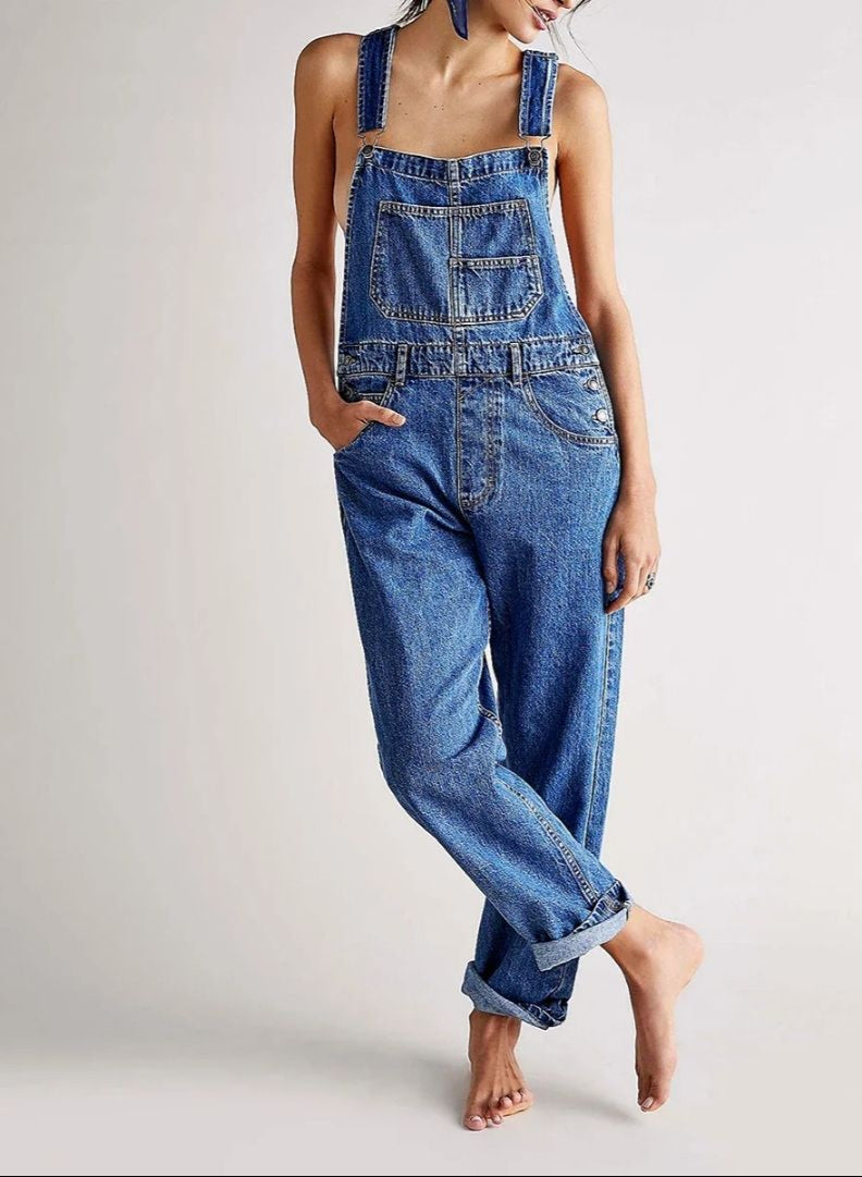 Overalls | Adjustable Straps | Loose Fit | Denim Overalls | Women's Overalls-Myra Lina