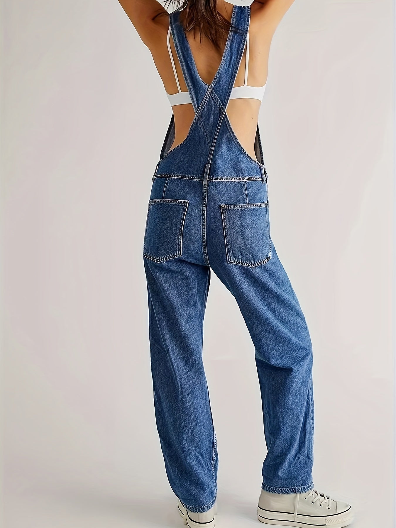 Overalls – Loose Fit – Straight Leg – Denim Overalls – Women's Denim Jumpsuit-Myra Lina