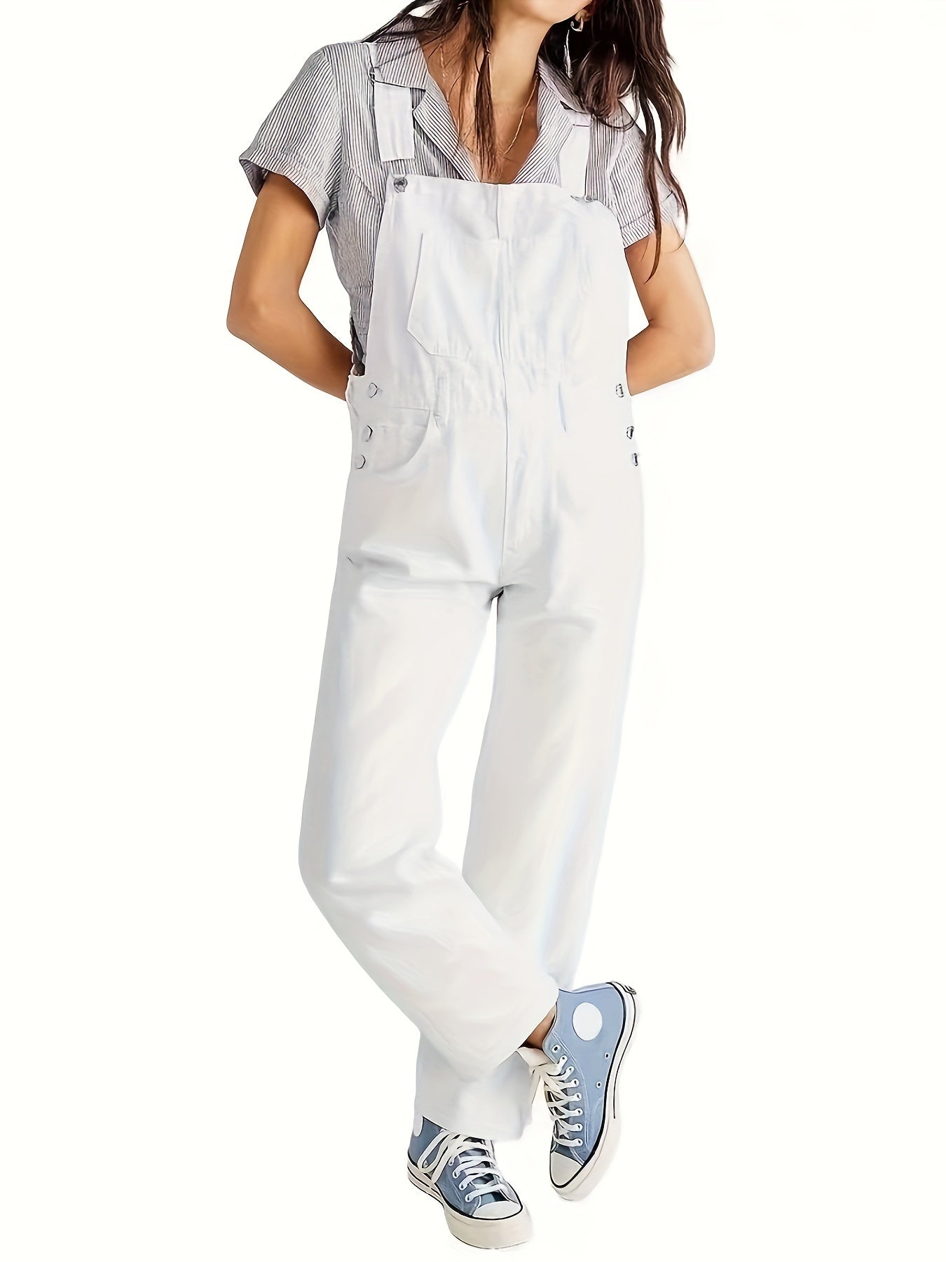 Overalls – Loose Fit – Straight Leg – Denim Overalls – Women's Denim Jumpsuit-Myra Lina