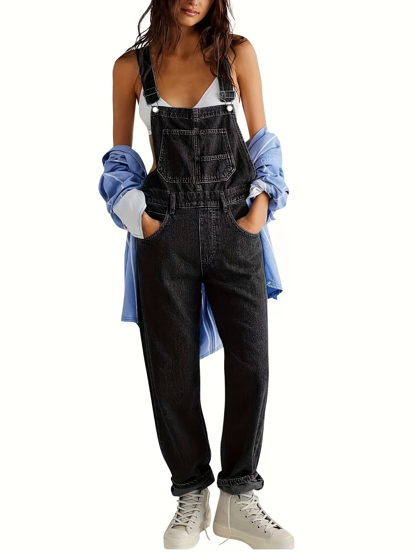 Overalls – Loose Fit – Straight Leg – Denim Overalls – Women's Denim Jumpsuit-Myra Lina