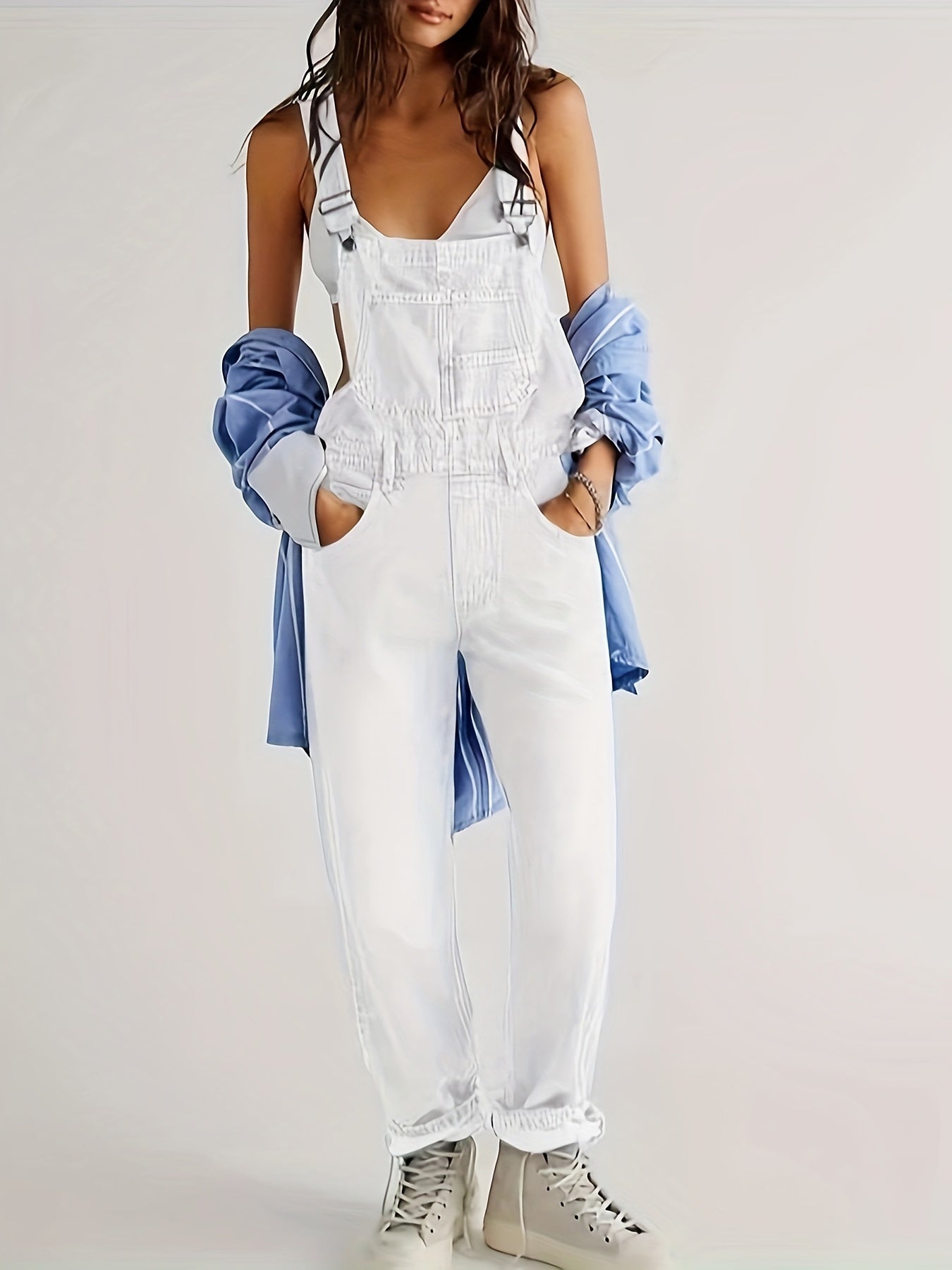 Overalls – Loose Fit – Straight Leg – Denim Overalls – Women's Denim Jumpsuit-Myra Lina
