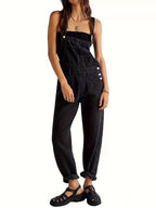 Overalls – Loose Fit – Straight Leg – Denim Overalls – Women's Denim Jumpsuit-Myra Lina