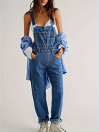 Overalls – Loose Fit – Straight Leg – Denim Overalls – Women's Denim Jumpsuit-Myra Lina