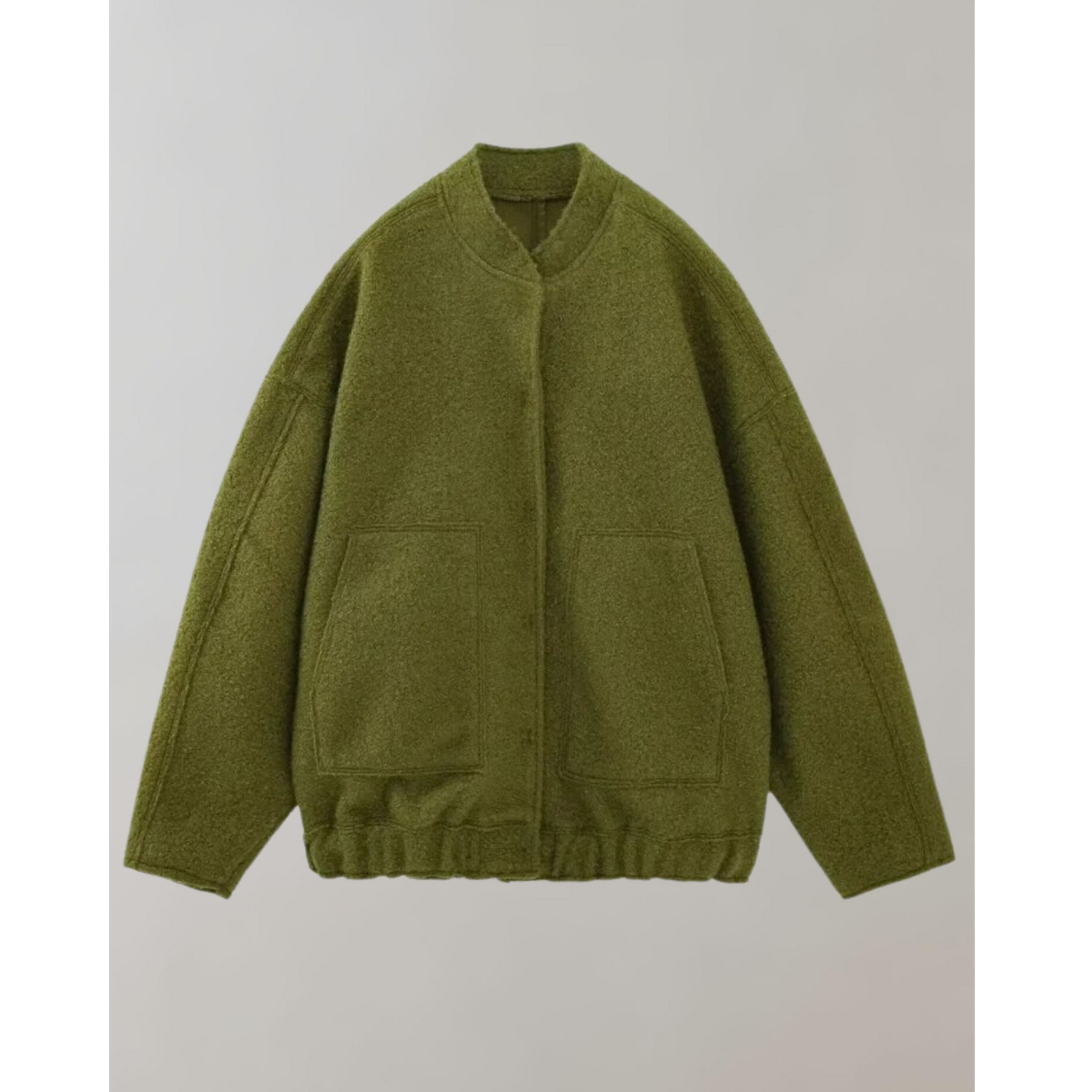 Oversized Bomber Jacket | Button Flap | Pockets | Oversized Jacket | Women's Jacket-Myra Lina