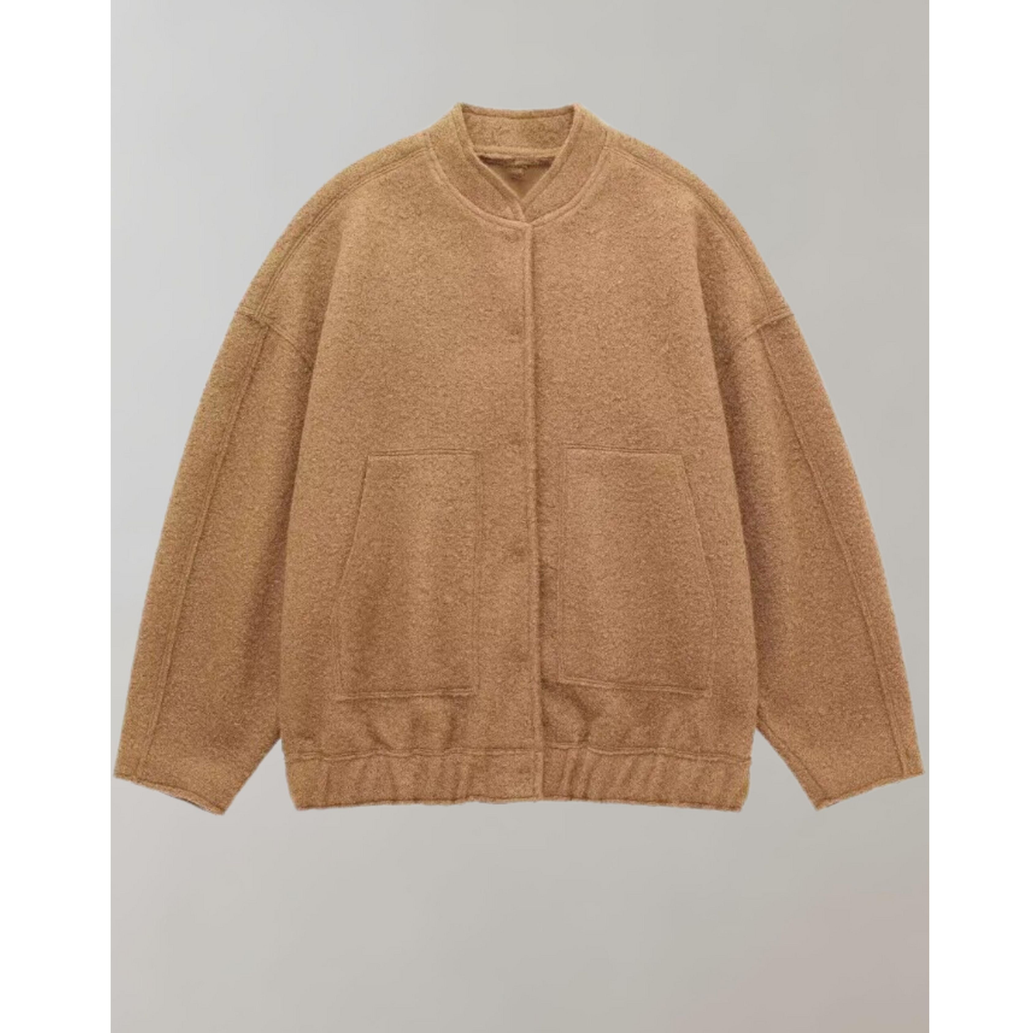 Oversized Bomber Jacket | Button Flap | Pockets | Oversized Jacket | Women's Jacket-Myra Lina