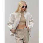 Oversized Bomber Jacket | Button Flap | Pockets | Oversized Jacket | Women's Jacket-Myra Lina