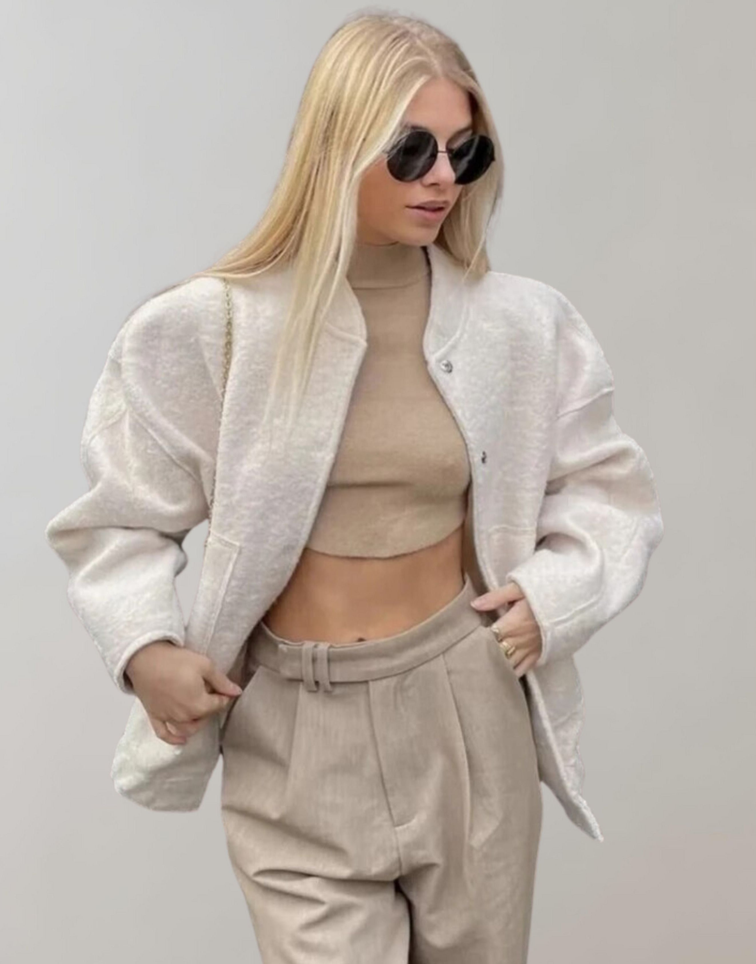 Oversized Bomber Jacket | Casual | Buttoned | Oversized Jacket | Women's Jacket-Myra Lina