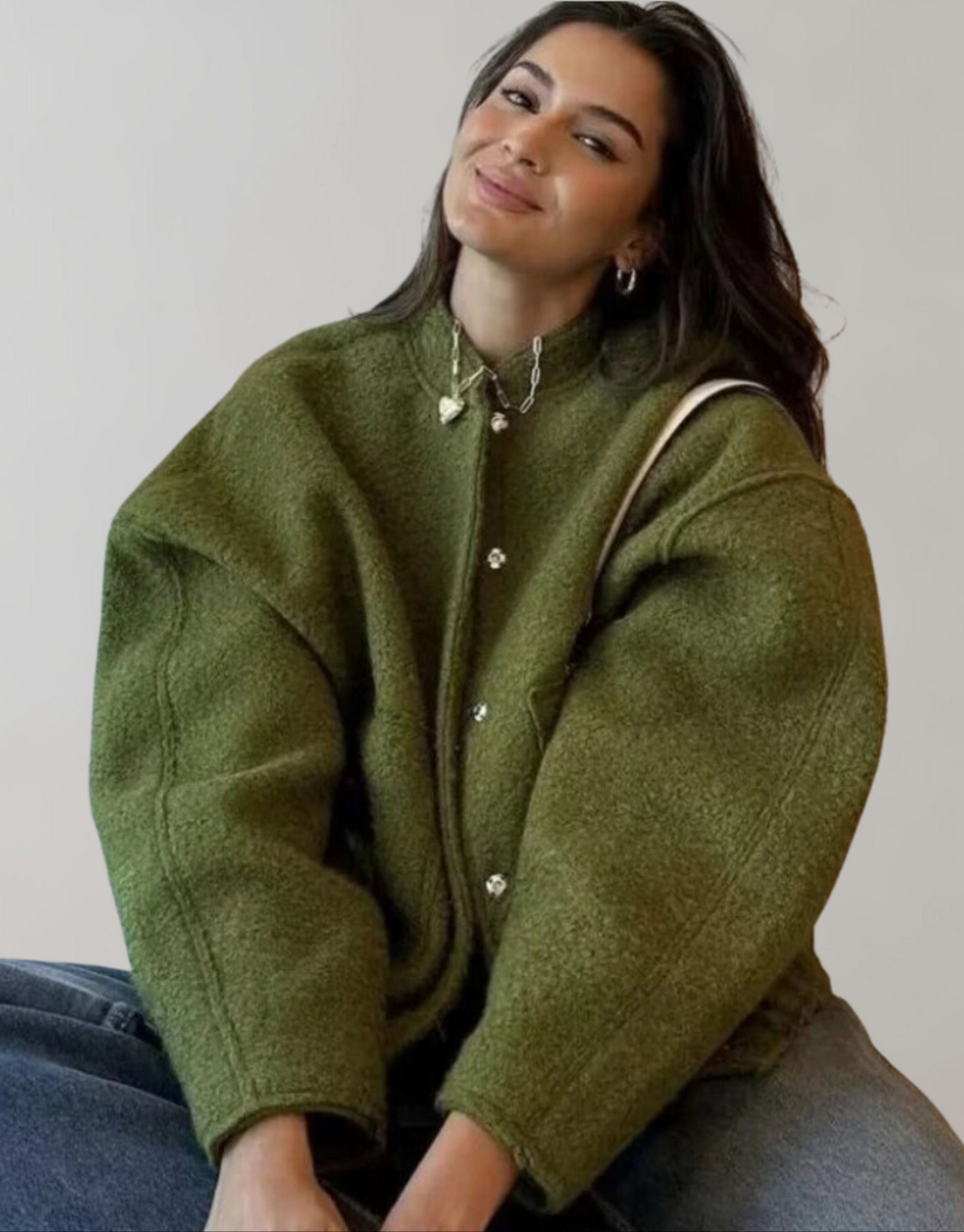 Oversized Bomber Jacket | Casual | Buttoned | Oversized Jacket | Women's Jacket-Myra Lina