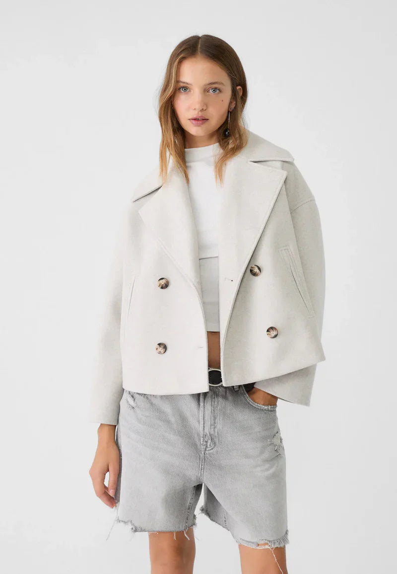 Oversized Jacket – Double-Breasted – Autumn – Short Trench Jacket – Women's Jacket-Myra Lina