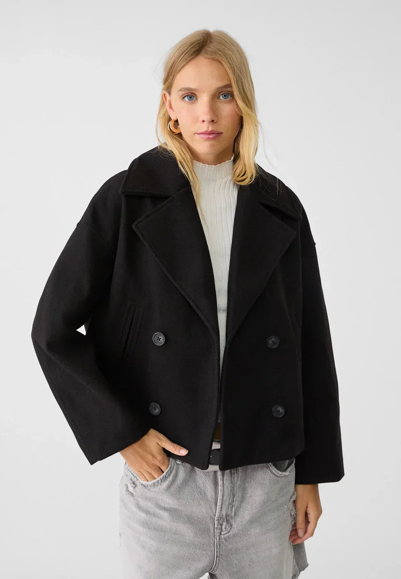 Oversized Jacket – Double-Breasted – Autumn – Short Trench Jacket – Women's Jacket-Myra Lina