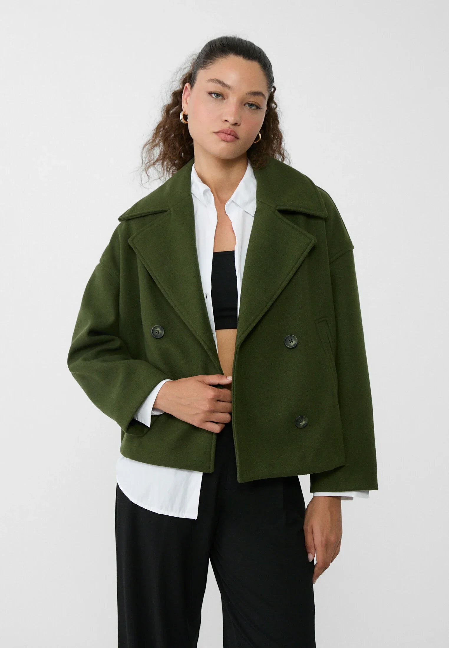 Oversized Jacket – Double-Breasted – Autumn – Short Trench Jacket – Women's Jacket-Myra Lina