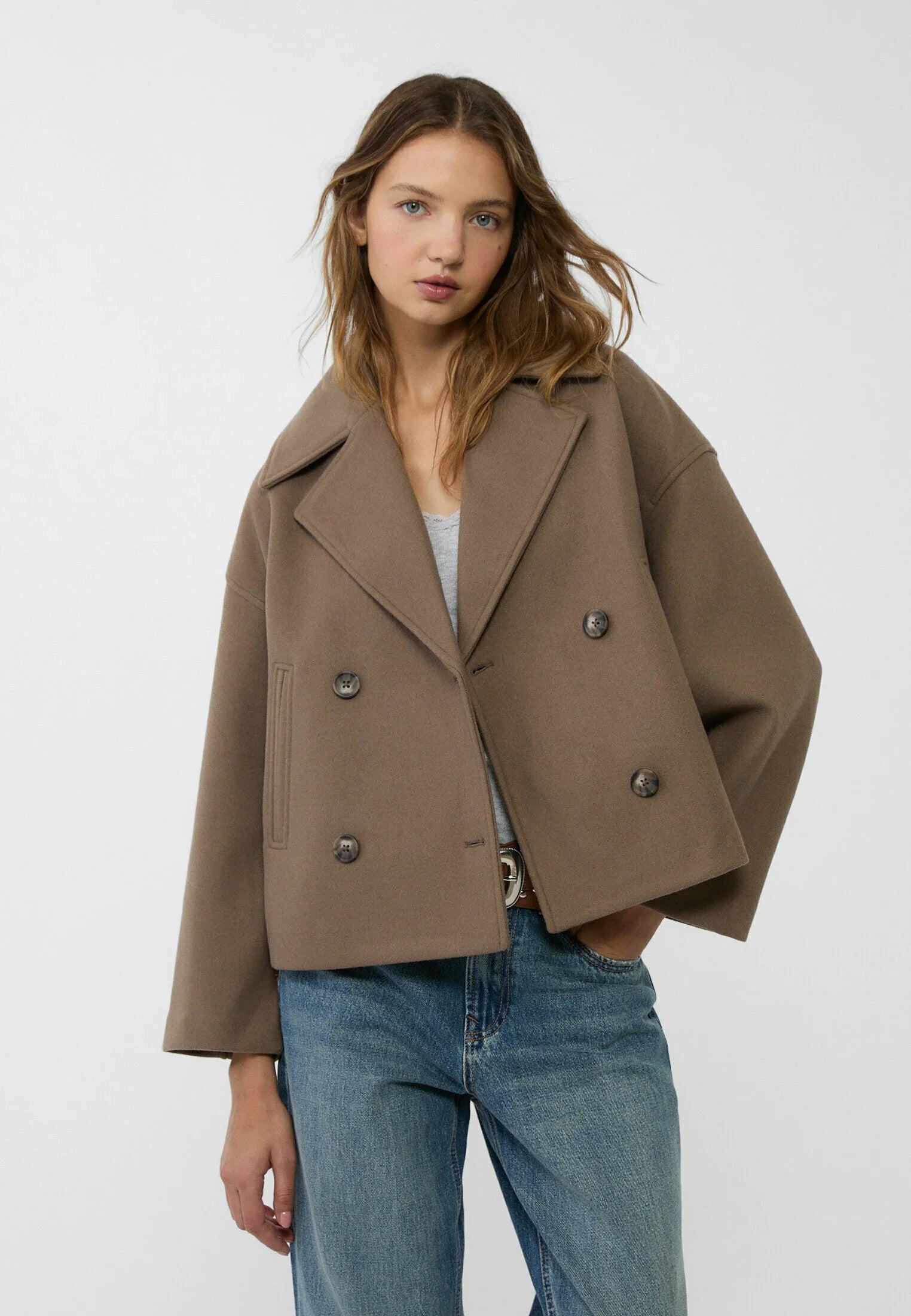 Oversized Jacket – Double-Breasted – Autumn – Short Trench Jacket – Women's Jacket-Myra Lina