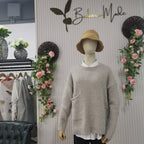 Oversized Sweater – Light Grey Loose-Fit Chunky Knit Sweater for Women-Myra Lina