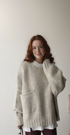 Oversized Sweater – Light Grey Loose-Fit Chunky Knit Sweater for Women-Myra Lina