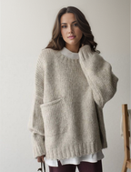 Oversized Sweater – Light Grey Loose-Fit Chunky Knit Sweater for Women-Myra Lina