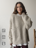 Oversized Sweater – Light Grey Loose-Fit Chunky Knit Sweater for Women-Myra Lina