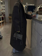 Oversized Wool Blend Coat – Women's Double-Breasted Long Wool Blend Coat-Myra Lina
