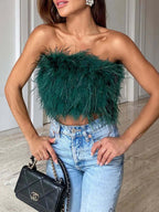 Padded Bandeau Top – Party – Strapless Top – Crop Top-Myra Lina