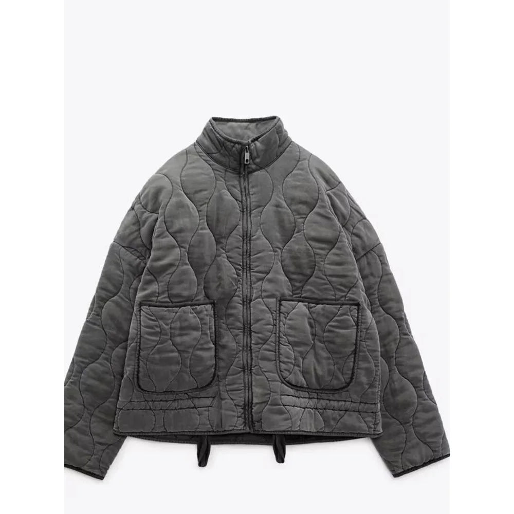 Padded Jacket – Warm Quilted Zip-Up Oversized Jacket for Women-Myra Lina
